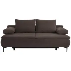 Boxspringsofa in Flachgewebe Dunkelbraun Modern