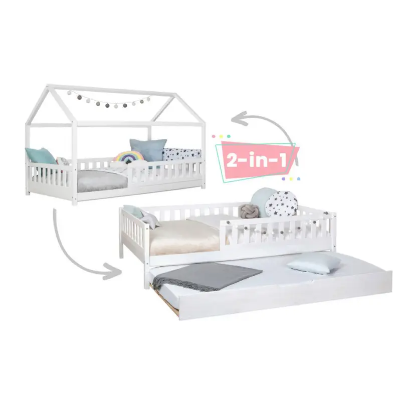 Ausziehbett 140/200 cm in Wei&szlig;