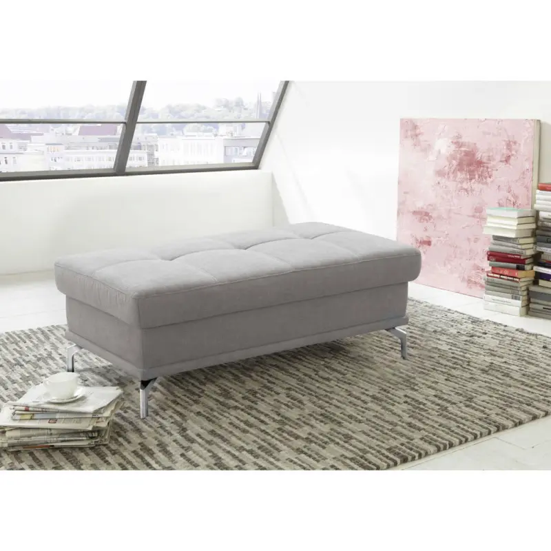 Hocker in Textil Silberfarben