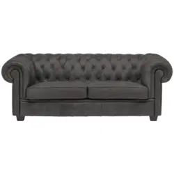 Chesterfield-Sofa in Lederlook Dunkelgrau