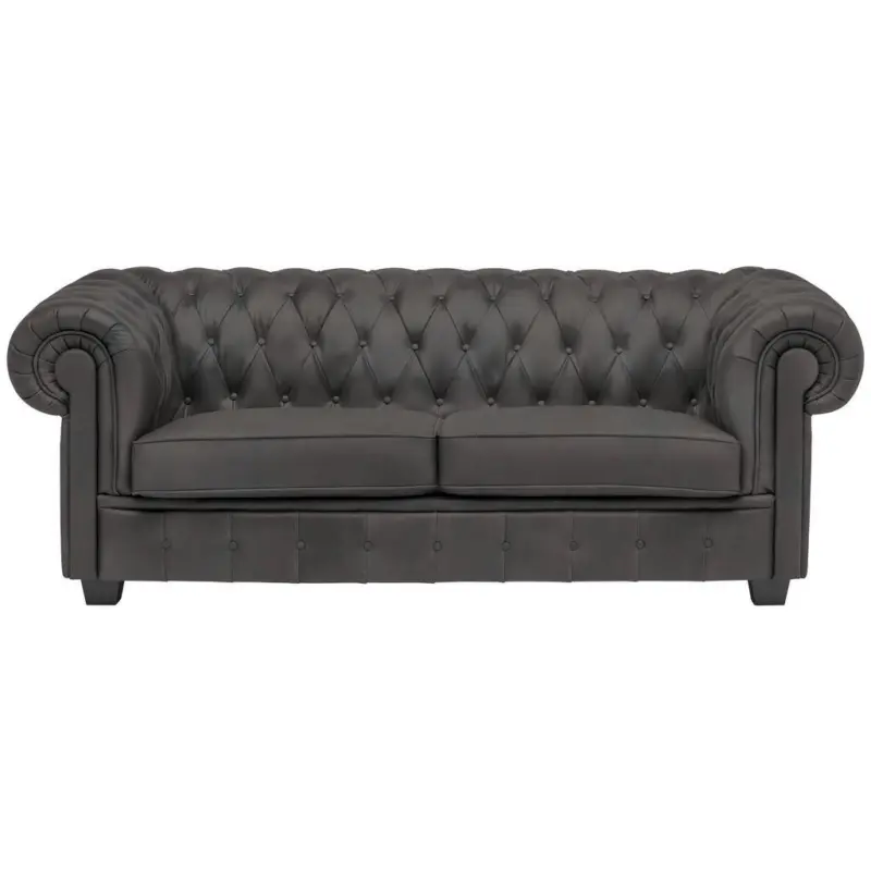 Chesterfield-Sofa in Lederlook Dunkelgrau