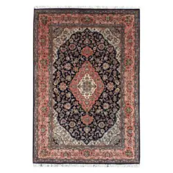 Orientteppich 80/200 cm Kashan DK. Blue Orange, Dunkelblau