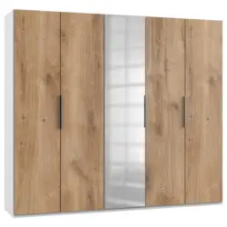 Dreht&uuml;renschrank in Wei&szlig;, Eichefarben