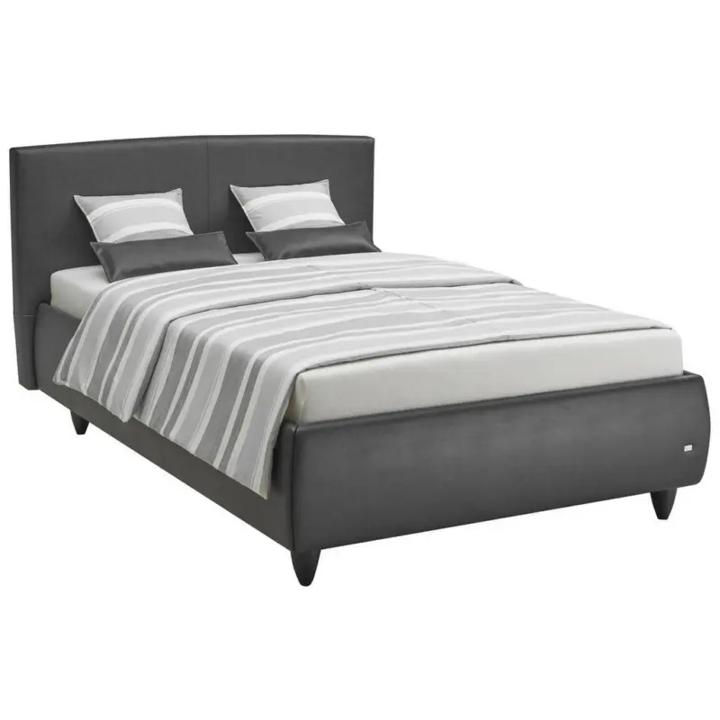 Polsterbett Matratze, gepolstertes Kopfteil, Lattenrost, Bettkasten, Tagesdecke Anthrazit 180/200 cm