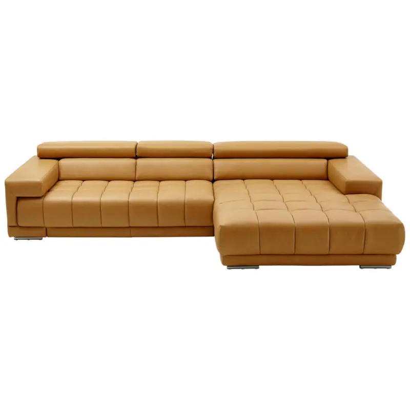Ecksofa in Echtleder Currygelb 335/190 cm