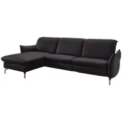 Ecksofa in Lederlook (vegan) Schwarz 179/233 cm