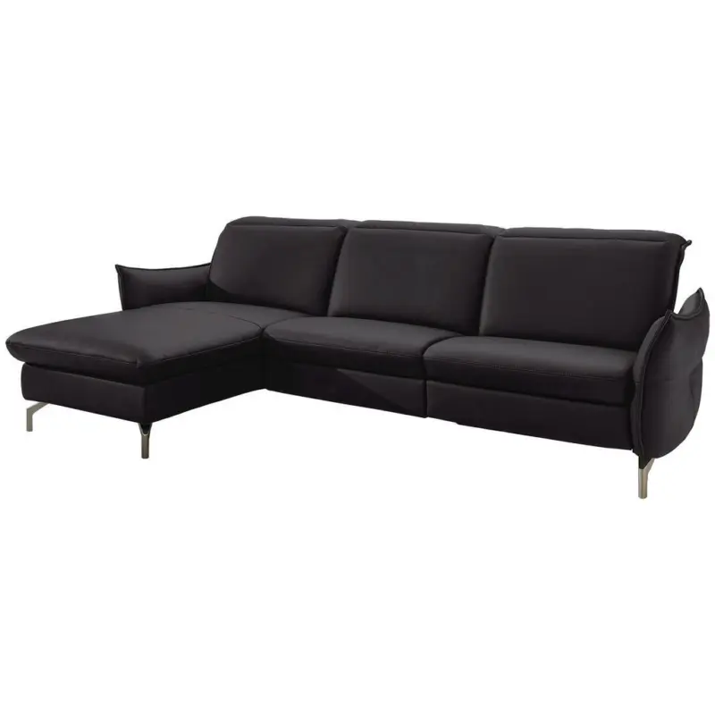 Ecksofa in Lederlook (vegan) Schwarz 179/233 cm