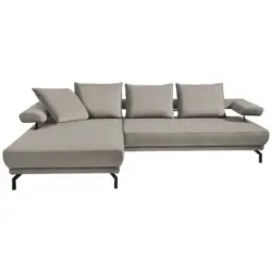 Ecksofa Fino in Mikrofaser Silberfarben 224/305 cm