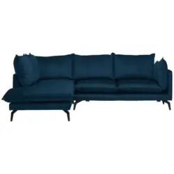 Ecksofa in Samt Dunkelblau 200/241 cm