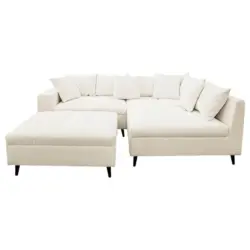 Ecksofa inkl. Hocker in Boucl&eacute; Wei&szlig; 247/174 cm