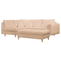 Ecksofa inkl. Hocker Ariella in Boucl&eacute; Beige 161/231 cm