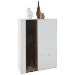 Highboard Wei&szlig;, Eichefarben 103/138/39 cm