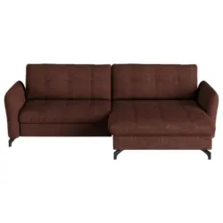 Ecksofa in Flachgewebe, Leinenoptik Rotbraun 242/170 cm