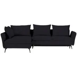 Ecksofa in Webstoff Schwarz 182/280 cm