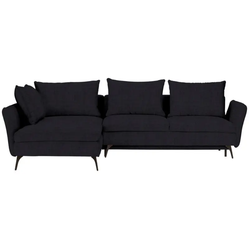 Ecksofa in Webstoff Schwarz 182/280 cm