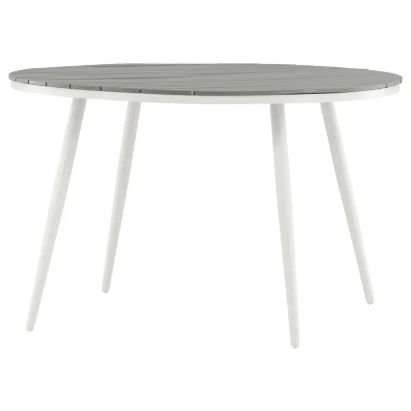 Gartentisch Metall, Kunststoff Grau, Wei&szlig; rund