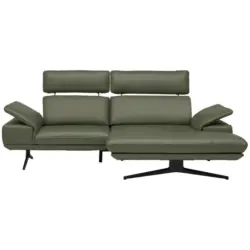 Ecksofa in Echtleder Gr&uuml;n 239/150 cm