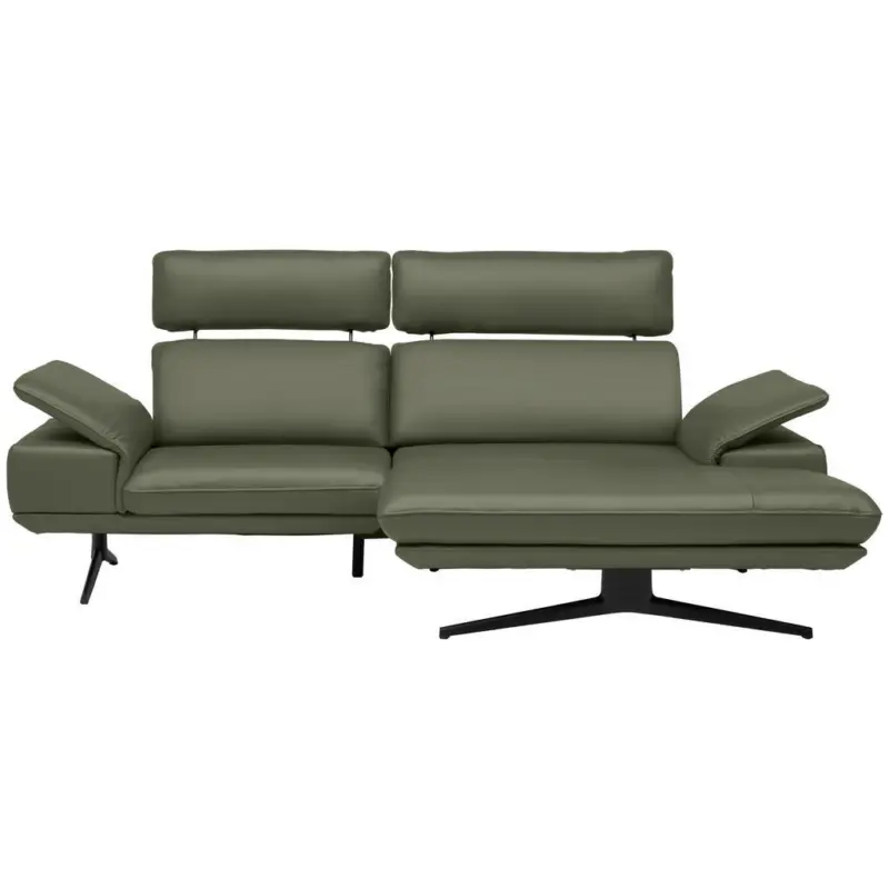 Ecksofa in Echtleder Gr&uuml;n 239/150 cm