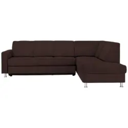 Ecksofa in Flachgewebe Braun 256/198 cm