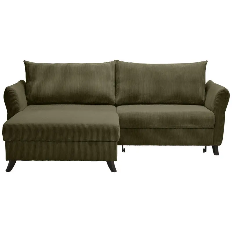 Ecksofa in Cord Olivgr&uuml;n