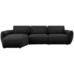Ecksofa in Chenille Schwarz 190/340 cm