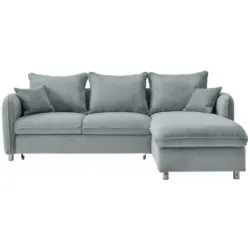 Eckschlafsofa in Cord Hellblau