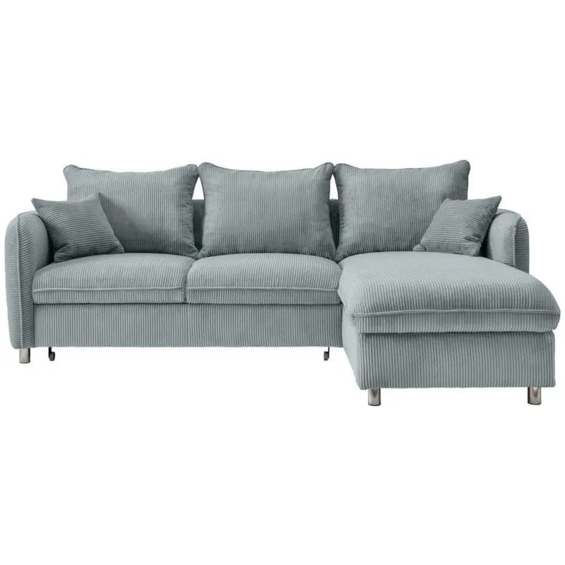 Eckschlafsofa in Cord Hellblau