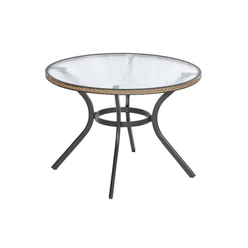 Gartentisch Metall, Kunststoff, Glas Graphitfarben, Naturfarben rechteckig