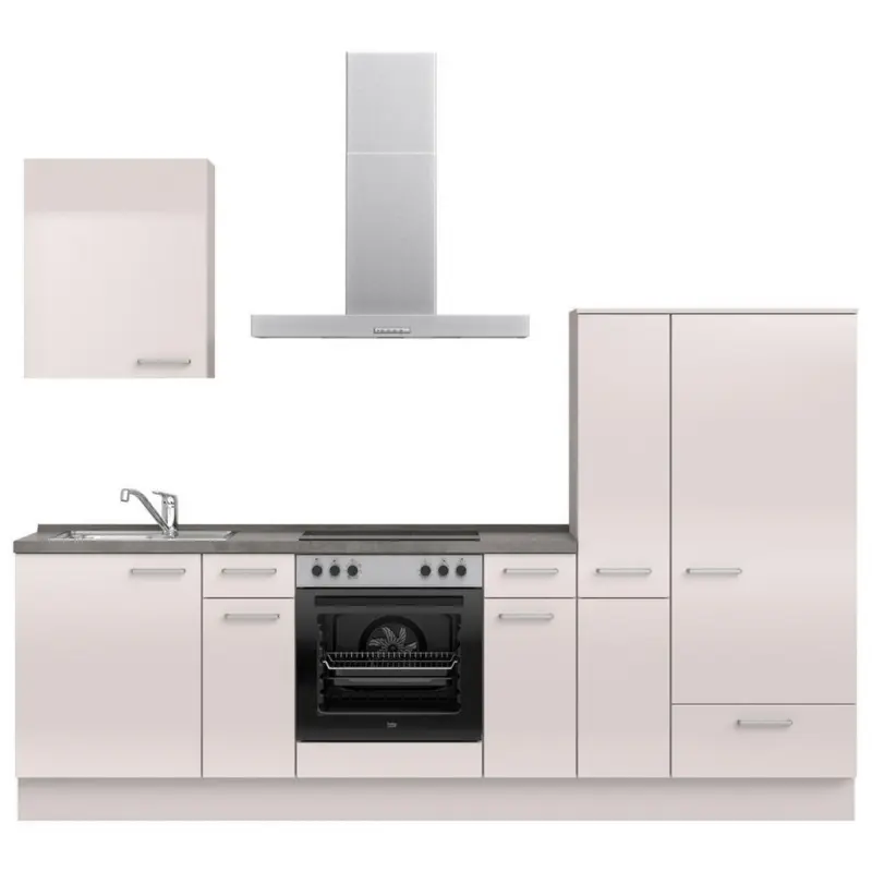 K&uuml;chenleerblock 270 cm in Schieferfarben, Hellgrau