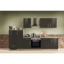 K&uuml;chenblock 300 cm in Dunkelbraun, Sonoma Eiche