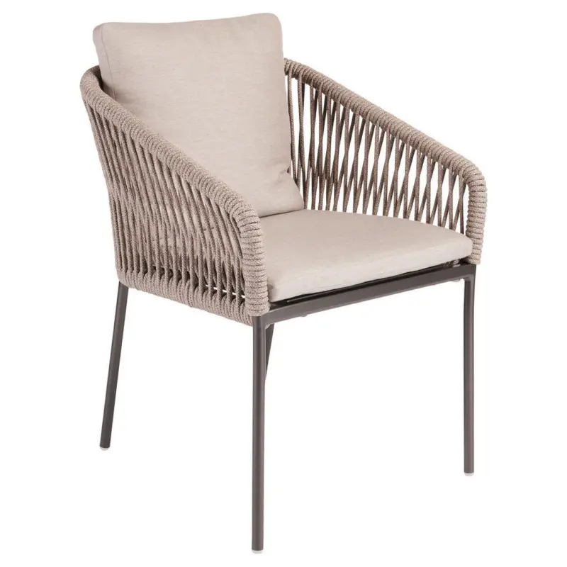 Stapelsessel in Metall, Textil Anthrazit, Greige