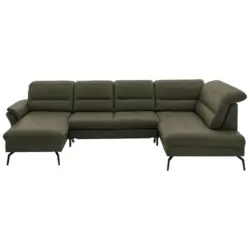 Wohnlandschaft in Echtleder Grau, Gr&uuml;n