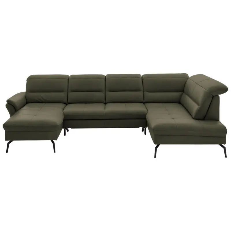 Wohnlandschaft in Echtleder Grau, Gr&uuml;n