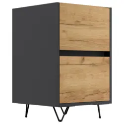 Nachttisch 41,2/65/42 cm in Graphitfarben, Eichefarben