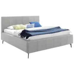 Polsterbett Bettkasten, Lattenroste, Matratzen Hellgrau 180/200 cm