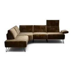 Ecksofa Cosy in Samt Dunkelbraun 193/248-263 cm