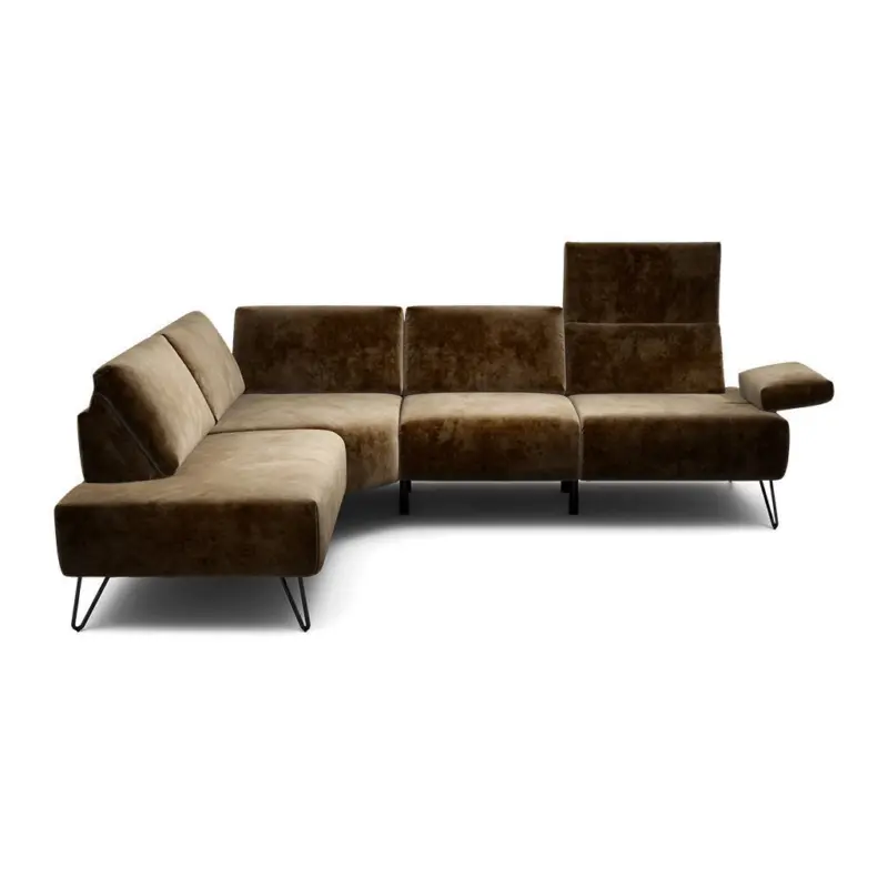 Ecksofa Cosy in Samt Dunkelbraun 193/248-263 cm