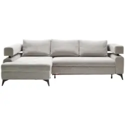 Ecksofa in Chenille Hellgrau