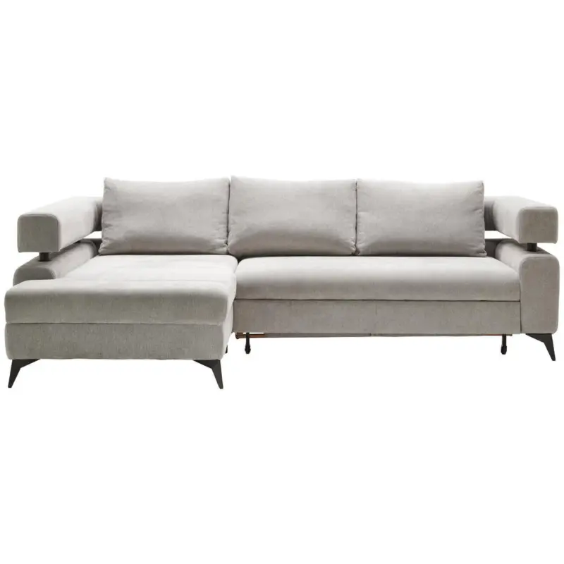 Ecksofa in Chenille Hellgrau