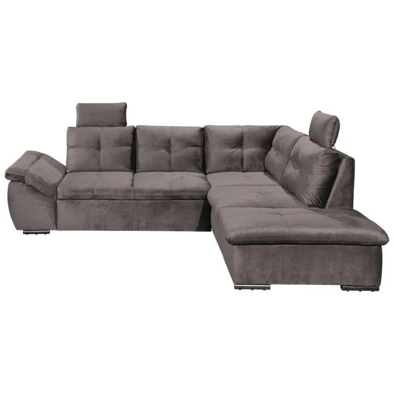 Ecksofa in Mikrovelours Graubraun