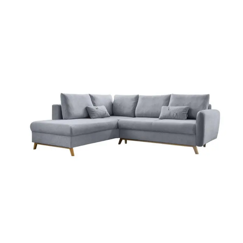 Ecksofa in Chenille Hellgrau 202/242 cm