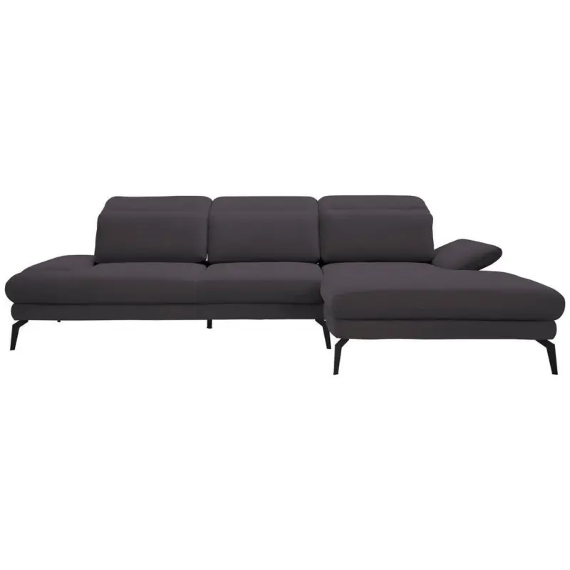 Ecksofa in Flachgewebe Dunkelgrau 289/180 cm