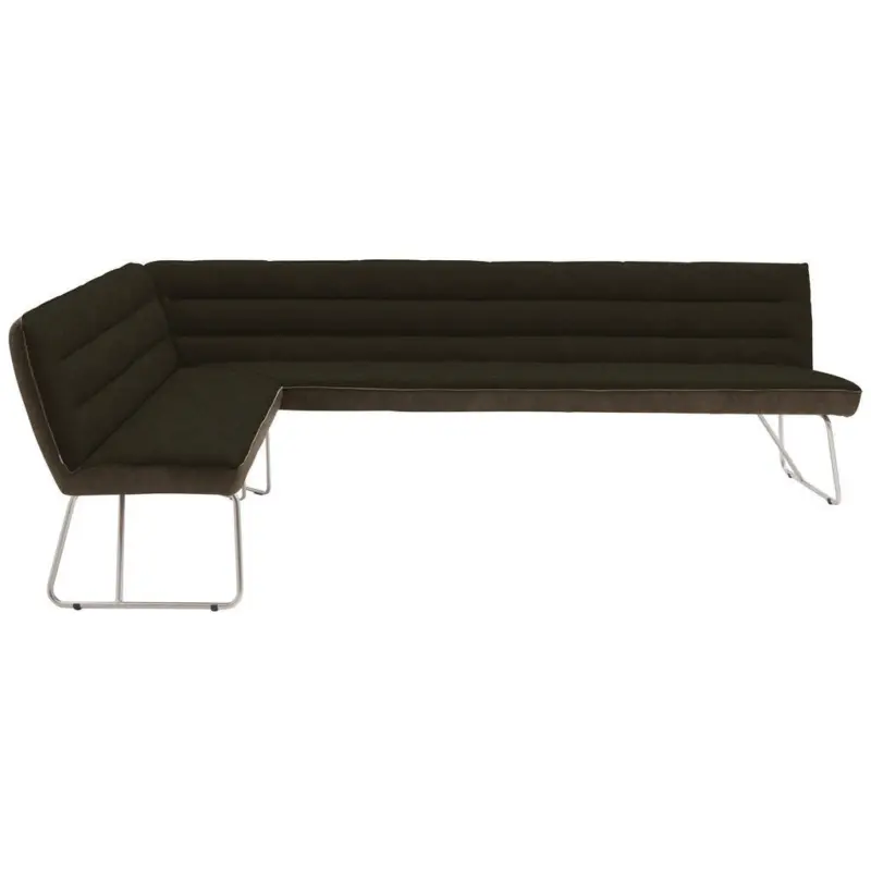 Eckbank 174/284 cm in Braun, Edelstahlfarben