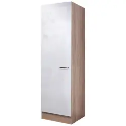Geschirrschrank 50/200/57 cm in Sonoma Eiche, Wei&szlig; Hochglanz