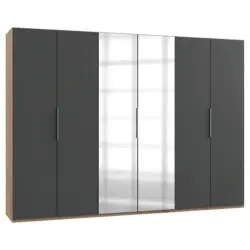 Dreht&uuml;renschrank in Graphitfarben, Eichefarben