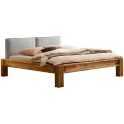 Balkenbett 180/200 cm in Grau, Eichefarben