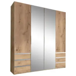 Dreht&uuml;renschrank in Silberfarben, Eichefarben