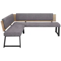 Eckbank 180/220 cm in Grau, Schwarz, Eichefarben