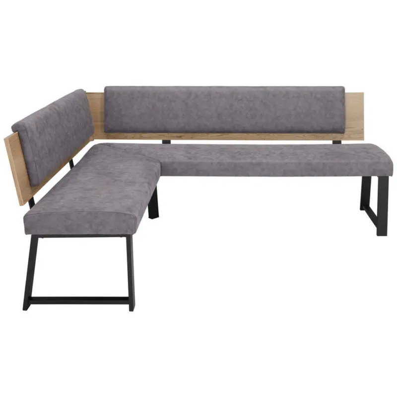 Eckbank 180/220 cm in Grau, Schwarz, Eichefarben