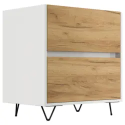 Nachttisch 61,2/65/42 cm in Wei&szlig;, Eichefarben